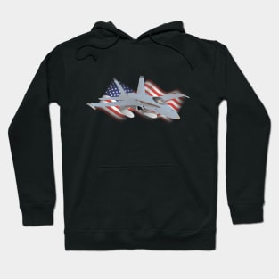 American F-18 Jet Fighter with American Flag Hoodie